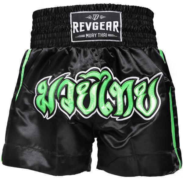 Revgear Kids Muay Thai Shorts - Black Green - FightstorePro