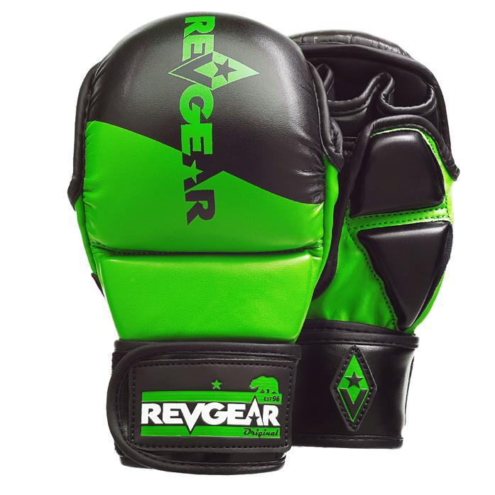 Revgear PINNACLE MMA SPARRING GLOVES - BLACK/GREEN - FightstorePro