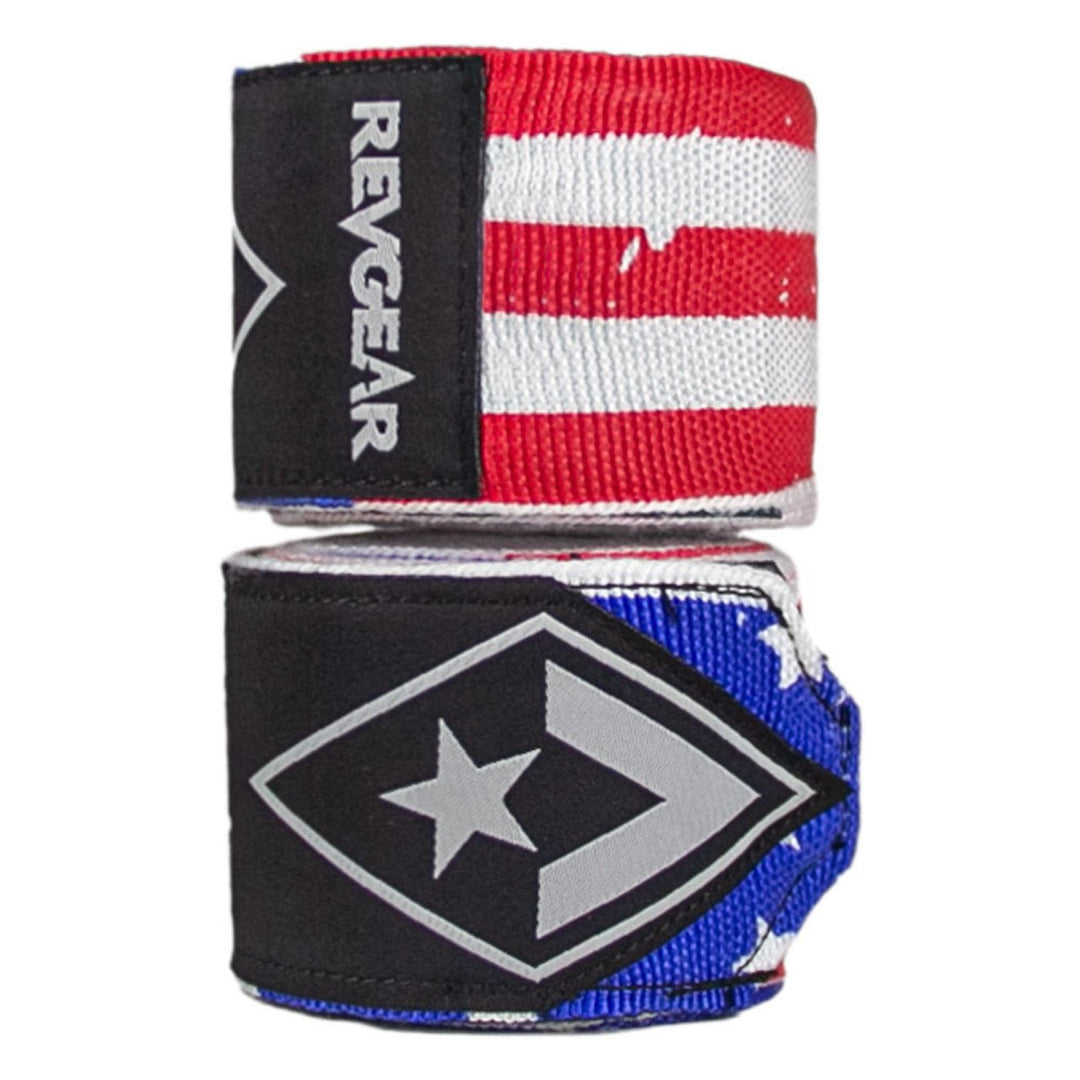REVGEAR PRO SERIES ELASTIC HAND WRAPS | USA FLAG | 2 IN X 180 IN - FightstorePro