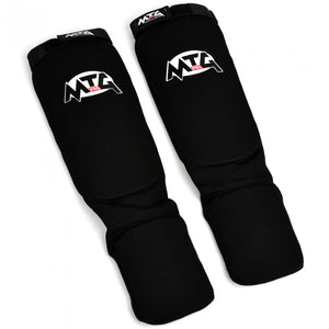 SF2 MTG Pro Black Elastic Shin Pads - FightstorePro