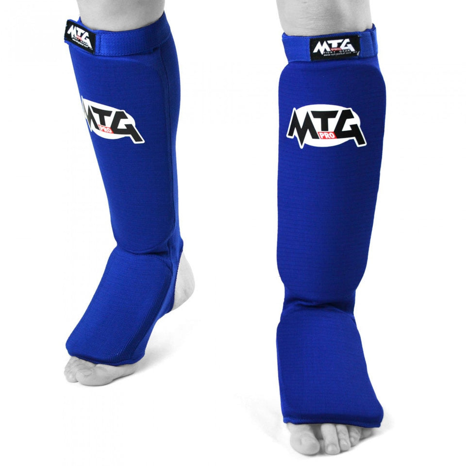 SF2 MTG Pro Blue Elastic Shin Pads - FightstorePro