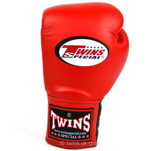 Twins BGLL1 Lace-up Competition Gloves Red - FightstorePro