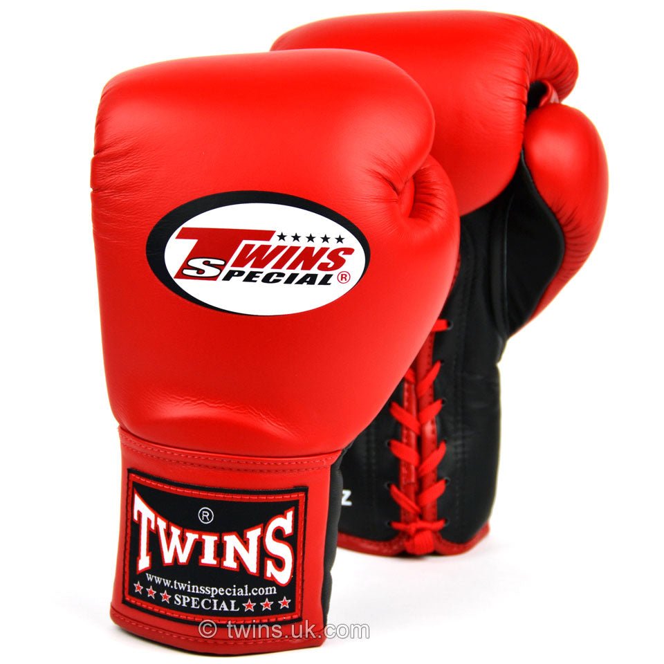 Twins BGLL1 Lace-up Competition Gloves Red - FightstorePro