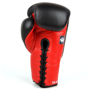 Twins BGLL1 Lace-up Sparring Gloves Black-Red - FightstorePro