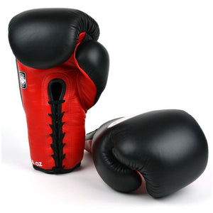 Twins BGLL1 Lace-up Sparring Gloves Black-Red - FightstorePro