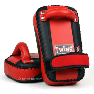 Twins KPMC-14 Small Microfibre Thai Kick Pads - Black/Red - FightstorePro