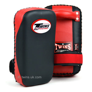 Twins KPMC-14 Small Microfibre Thai Kick Pads - Black/Red - FightstorePro