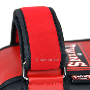 Twins KPMC-14 Small Microfibre Thai Kick Pads - Black/Red - FightstorePro