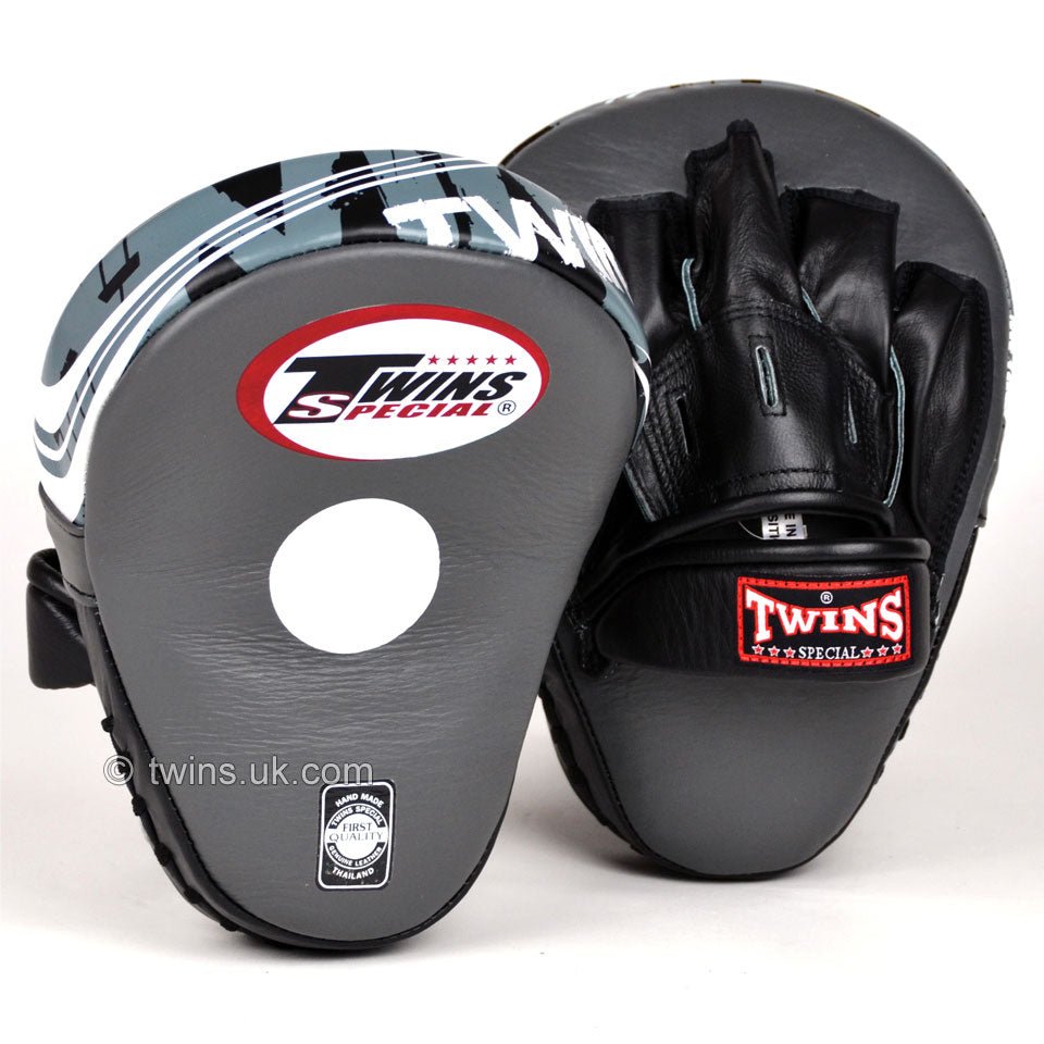 Twins PML-10 Deluxe Curved Focus Mitts Grey - FightstorePro