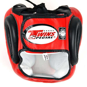 Twins Red-Black 2-Tone Sparring Head Guard - FightstorePro