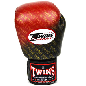 Twins Special Boxing Gloves Black-Red Fade - FightstorePro