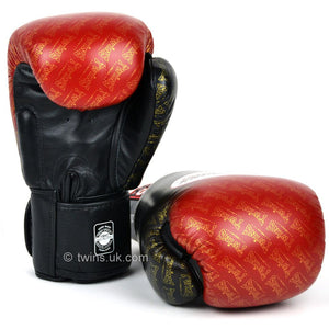 Twins Special Boxing Gloves Black-Red Fade - FightstorePro