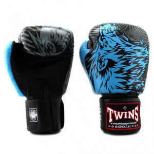 Twins Special Boxing Gloves - Sky Blue Wolf - FightstorePro