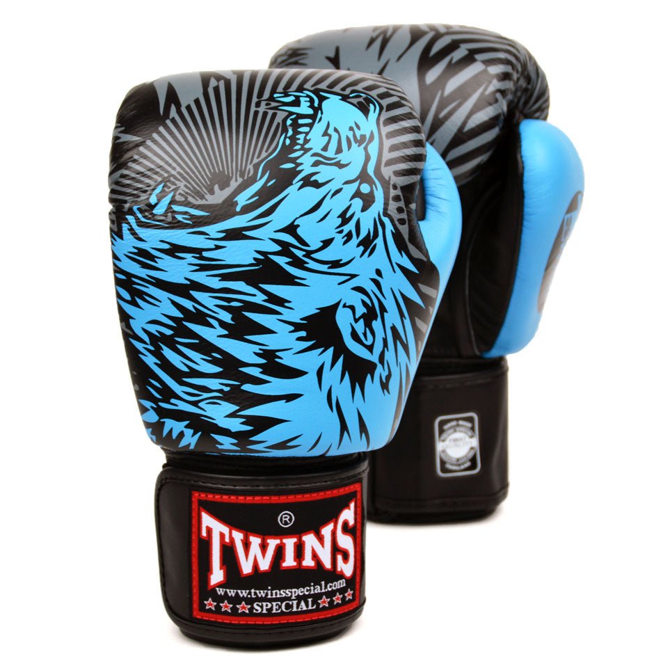 Twins Special Boxing Gloves - Sky Blue Wolf - FightstorePro