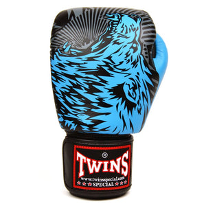 Twins Special Boxing Gloves - Sky Blue Wolf - FightstorePro