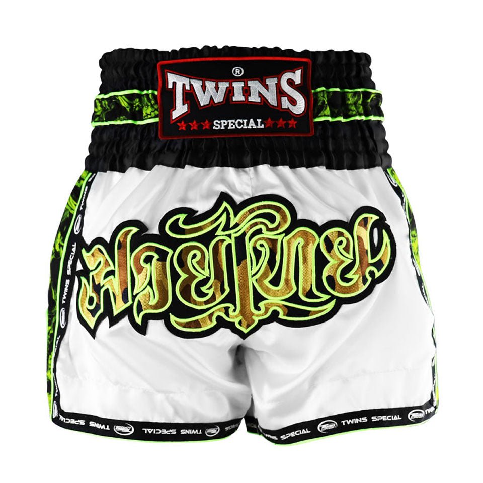 Twins TBS-SK2 White Skull Muay Thai Shorts - FightstorePro