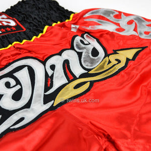 Twins TWS-006 Red-Black Muay Thai Shorts - FightstorePro