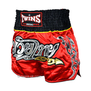 Twins TWS-006 Red-Black Muay Thai Shorts - FightstorePro