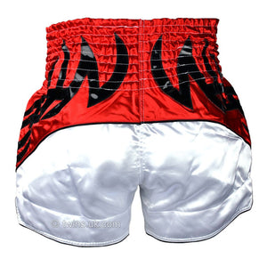 Twins TWS-009 White-Red Muay Thai Shorts - FightstorePro