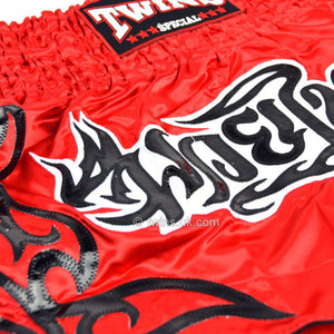 Twins TWS-155 Red-White Muay Thai Shorts - FightstorePro