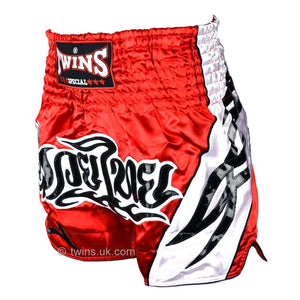 Twins TWS-155 Red-White Muay Thai Shorts - FightstorePro