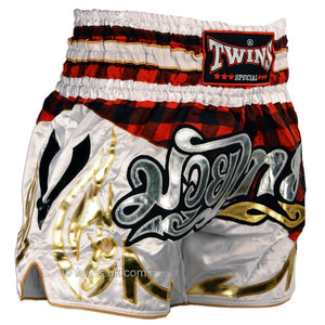 Twins TWS-851 Red Tartan Muay Thai Shorts - FightstorePro