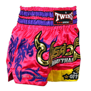 Twins TWS-884 Pink Purple Muay Thai Shorts - FightstorePro