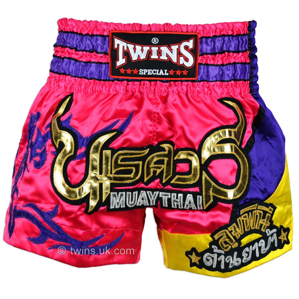 Twins TWS-884 Pink Purple Muay Thai Shorts - FightstorePro