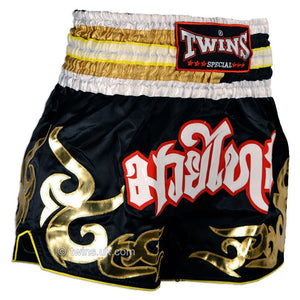 Twins TWS-894 Black-Gold Muay Thai Shorts - FightstorePro