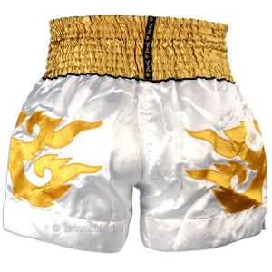 Twins TWS-907 White-Gold-Red Muay Thai Shorts - FightstorePro