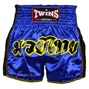 Twins TWS-910 Blue Retro Muay Thai Shorts - FightstorePro