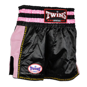 Twins TWS-921 Black Pink Plain Retro Muay Thai Shorts - FightstorePro