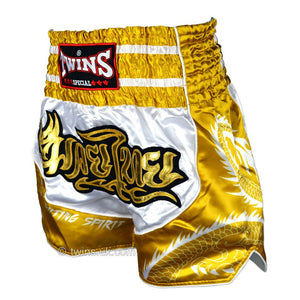 Twins TWS-Dragon-4 White-Gold Muay Thai Shorts - FightstorePro