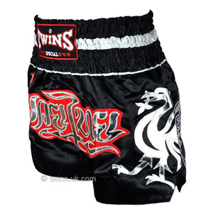 TWS-153 Twins Black-Silver Muaythai Shorts - FightstorePro