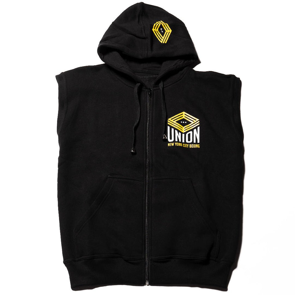 Union Boxing Sleeveless Zipped Hoodie - Black - FightstorePro