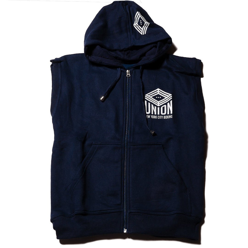 Union Boxing Sleeveless Zipped Hoodie - Navy - FightstorePro